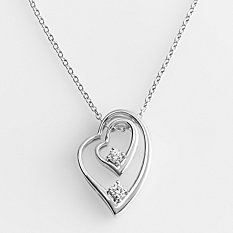 Double Heart Pendant Necklace